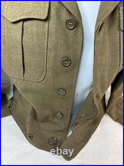 WWII US Army Wool Field Uniform (Complete) Size 36R 1940's Name Hutton 3746