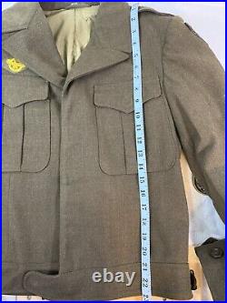 WWII US Army Wool Field Uniform (Complete) Size 36R 1940's Name Hutton 3746