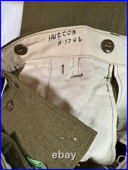 WWII US Army Wool Field Uniform (Complete) Size 36R 1940's Name Hutton 3746