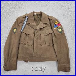 WWII US Army Wool Filed Ike Jacket 36 Short Green 3rd Armored Division Marked