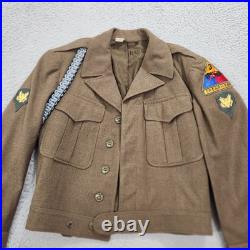 WWII US Army Wool Filed Ike Jacket 36 Short Green 3rd Armored Division Marked