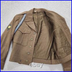 WWII US Army Wool Filed Ike Jacket 36 Short Green 3rd Armored Division Marked