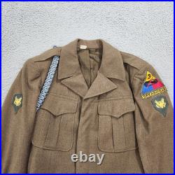 WWII US Army Wool Filed Ike Jacket 36 Short Green 3rd Armored Division Marked