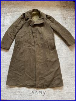 WWII US Army Wool Overcoat 1941 M1939 Enlisted 38L QM with2nd inf Shirt & Cap