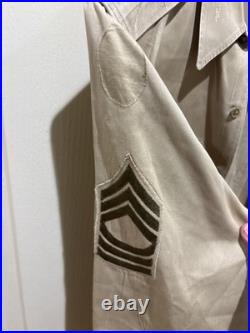 WWII US Army Wool Overcoat 1941 M1939 Enlisted 38L QM with2nd inf Shirt & Cap