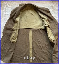 WWII US Army Wool Overcoat 1941 M1939 Enlisted 38L QM with2nd inf Shirt & Cap