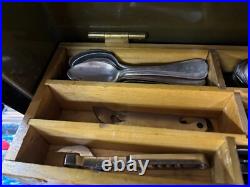 WWII US Army boxed mess kit. Dishes, cups, bowls, silverware and spice shakers