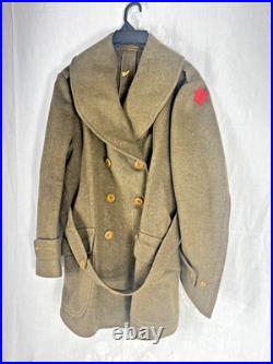 WWII US Army officer Wool Overcoat WW2 Military Jacket Trench Coat OD Green