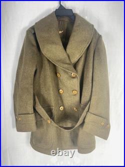 WWII US Army officer Wool Overcoat WW2 Military Jacket Trench Coat OD Green