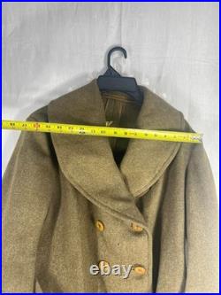 WWII US Army officer Wool Overcoat WW2 Military Jacket Trench Coat OD Green