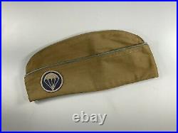 WWII US Army paratrooper overseas cap with white chute. Original And Dated 1942