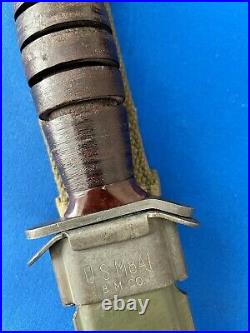 WWII US M3 Army Imperial guard mk Fighting Knife M8A1 BMCO Scabbard Airborne A+