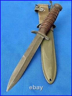 WWII US M3 Army PAL guard marked Trench Fighting Knife M8 BMCO Scabbard Airborne