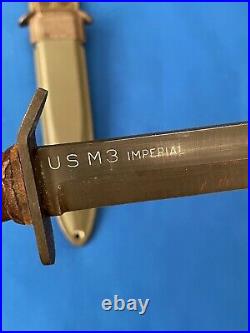 WWII US M3 Imperial Blade Marked Trench Fighting Knife M8 Army Airborne EX