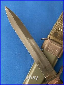 WWII US M3 Imperial Blade Marked Trench Fighting Knife M8 Army Airborne EX