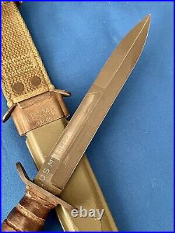 WWII US M3 Imperial Blade Marked Trench Fighting Knife M8 Army Airborne EX