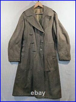 WWII US Military ARMY MEN'S WOOL Trench Coat SZ 38R 7-8-42 metal shortage