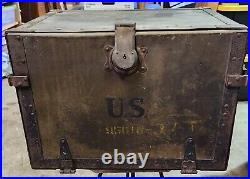 WWII USA Military Field Desk Kleber Trunk Bag Co. 1942 Army Officer Portable Vtg