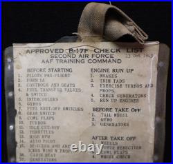 WWII USAAF 2nd Army Air Force B-17F Approved Check List'13 Oct 1943' with Sleeve