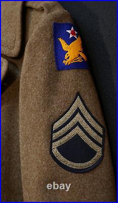 WWII USAAF 2nd Army Air Force Staff Sergeant'AE CLARK' Overcoat Wool 36R 1942