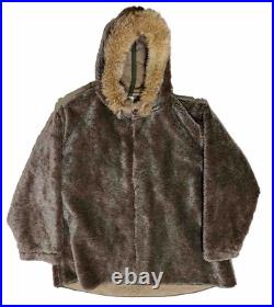 WWII WW2 1943 Dated US Army LARGE Pile Field Parka Liner Jacket Fur Hood Talon WWII WW2 1943 Dated US Army LARGE Pile Field Parka Liner Jacket Fur Hood Talon