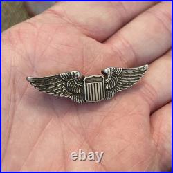 WWII WW2 Army Air Force Pilot Wings 1st Pattern Luxenberg NY Sterling Silver 2