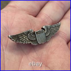 WWII WW2 Army Air Force Pilot Wings 1st Pattern Luxenberg NY Sterling Silver 2