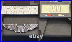 WWII WW2 Army Air Force Pilot Wings 1st Pattern Luxenberg NY Sterling Silver 2