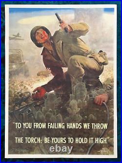 WWII WW2 Original War Poster Army Soldier Battlefield Bombing General Cable Corp