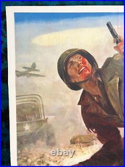 WWII WW2 Original War Poster Army Soldier Battlefield Bombing General Cable Corp