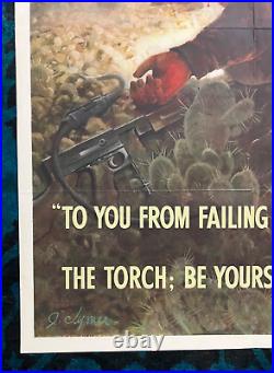 WWII WW2 Original War Poster Army Soldier Battlefield Bombing General Cable Corp