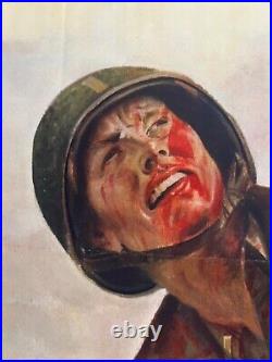 WWII WW2 Original War Poster Army Soldier Battlefield Bombing General Cable Corp