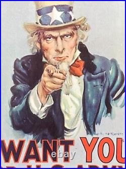 WWII WW2 Original War Poster I Want You US Army Uncle Sam James Montgomery Flagg