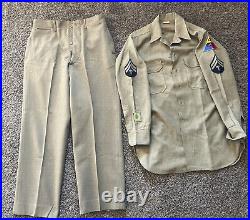 WWII WW2 US Army 13th Armored Division Tank Destroyer Battalion Wool shirt pant