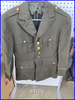 WWII WW2 US Army Officer 4 Pocket Military Jacket