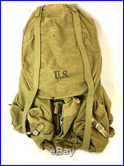 WWII WW2 US U. S. Backpack, Rucksack, Original, Canvas, Army, Military, Field, Dated, War