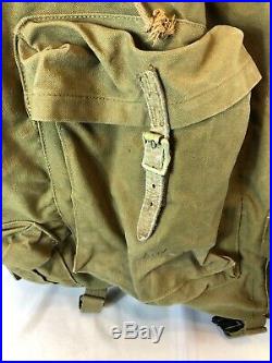 WWII WW2 US U. S. Backpack, Rucksack, Original, Canvas, Army, Military, Field, Dated, War