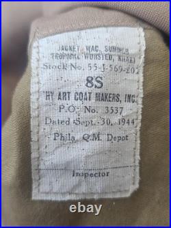 WWII Women's Army Khaki WAC Uniform Jacket & Skirt & Medals 1940s (B-36 W-24)