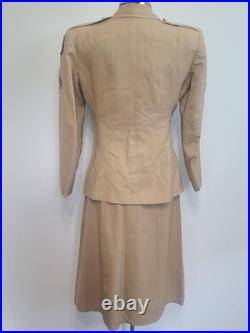WWII Women's Army Khaki WAC Uniform Jacket & Skirt & Medals 1940s (B-36 W-24)