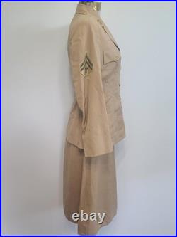 WWII Women's Army Khaki WAC Uniform Jacket & Skirt & Medals 1940s (B-36 W-24)