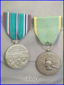 WWII Women's Army Khaki WAC Uniform Jacket & Skirt & Medals 1940s (B-36 W-24)