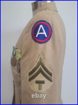 WWII Women's Army Khaki WAC Uniform Jacket & Skirt & Medals 1940s (B-36 W-24)