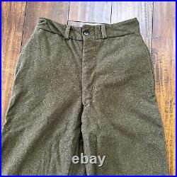 WWII Wool US Army Trousers Pants 25x26 Military 1940s 40s Slacks OG HBT Pockets
