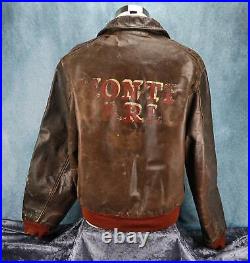 WWII officer US Army Air Force Corp leather A2 bomber jacket USAF MONTE CARLO 42