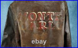 WWII officer US Army Air Force Corp leather A2 bomber jacket USAF MONTE CARLO 42