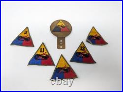 WWII or Korean War US Army Armored Tank Battalion Patch & License Plate Lot