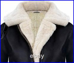 Women hooded Sheepskin Real Shearling Leather B3 Flying RAF Aviator Pilot Jacket