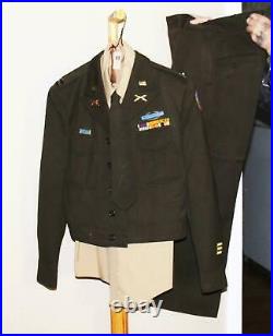 Ww II Us Army Captain Infantry Chocolate Ike Jacket, Tie & Trousers, Khaki Shirt