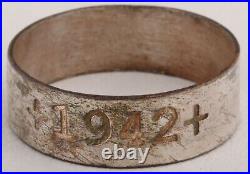 Ww2 WWII Soldier's Ring 1942 Double CROSS Trench ART Military ARMY Military RARE