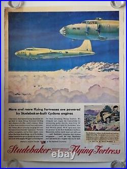 Wwii 1943 Flying Fortress Studebaker Us6 Truck Poster 36x28 Army Navy Airforce